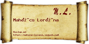 Mahács Loréna névjegykártya